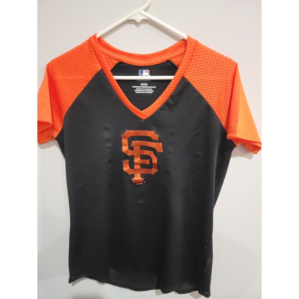San Francisco Giants Women's Jersey Shirt Sz S‎ Black V-Neck Genuine MLB NWOT